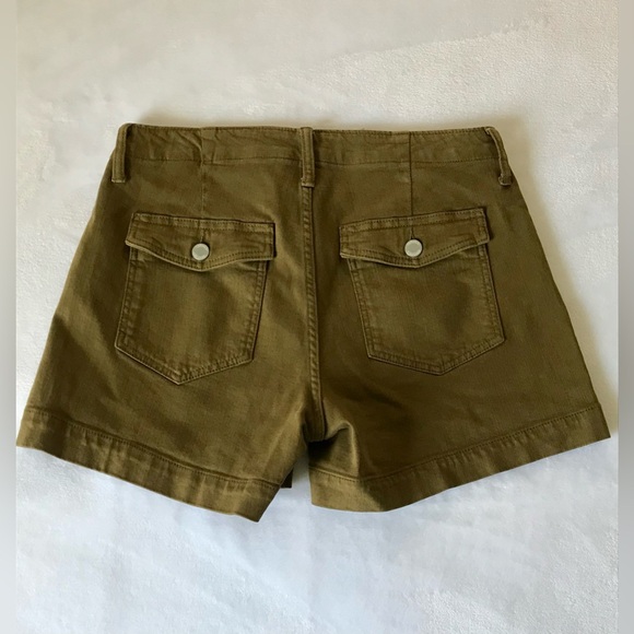 Banana Republic Premium Denim Mid Rise 4” Utility Short  Olive Green Size 28 - Picture 2 of 10